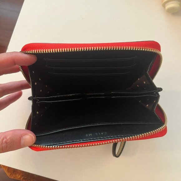 Stella & Dot Wild Hearts Tech Clutch Red Gold Zipper Wallet Abstract Zip Around - Picture 6 of 11